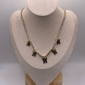Macy’s Women’s Silver & Gold Bling Butterfly Pendant Tennis Necklace